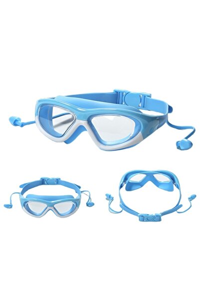 Choice نظارات سباحة للأطفال باللون الأزرق والأبيض مع سدادات أذن من السيليكون ...