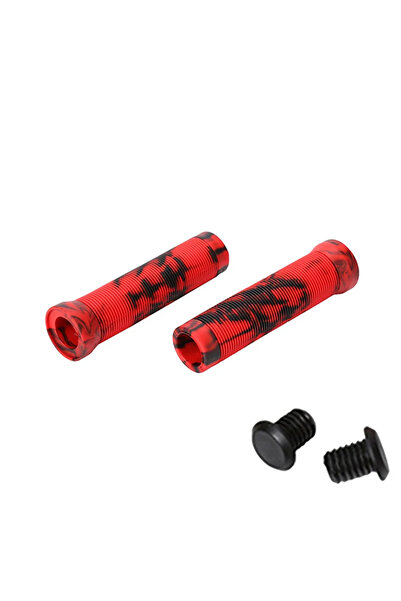 BUCKLOS أساور دراجة جبلية سوداء وحمراء مقاس 125 مم، مقابض ناعمة لمقود الدراجة...