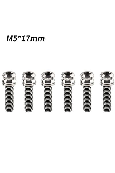 Choice M5X17MM Silver MUQZI 6PCS Titanium Bolts M5x15 M5x17 Bicycle Handlebar Stem Screw With Washer