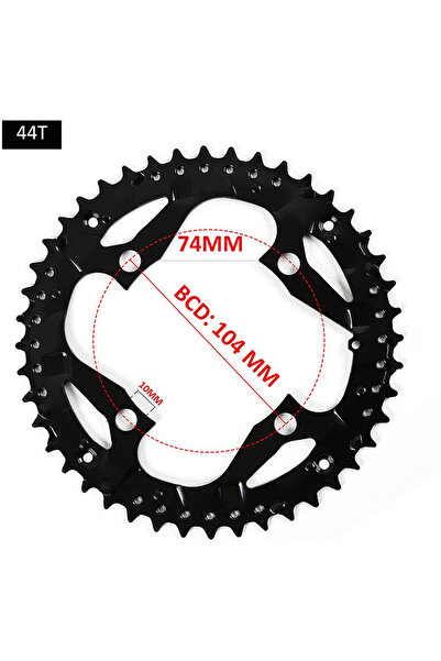 BUCKLOS ترس سلسلة دراجة هوائية من الفولاذ 44 سنًا (لـ 3x9 سرعات) بقطر دائرة ب...