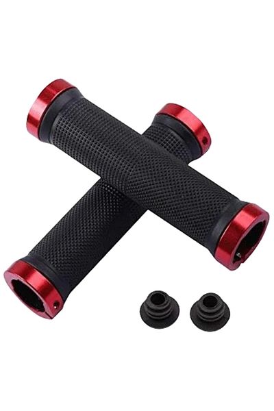 Choice Red Bicycle Rubber Grips Alloy Lock Non-Slip Rubber Bicycle Handlebar Grips Double Aluminum Lock on