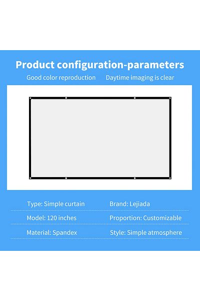 ALLOYSEED 120 inch Simple Projector Screen Portable Projection Curtain Cloth Home Cinema Office Outdoor Movie