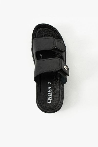 Enova Birrbazaar Men's Leather (Artificial) Orthopedic Sole Velcro Adjustable Stitched Stylish Inside and Outside Slippers
