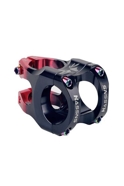 GOLDIX Black-Red HASSNS Mountain Bike Power Stem 35mm Length 0 Degrees Road Bike Stem 31.8mm for 31.8mm Bic
