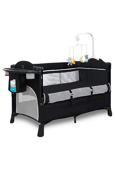 TEKNUM 4 in 1 Baby Bedside Co - Sleeper Bassinet and Playpen wt Rocker Black