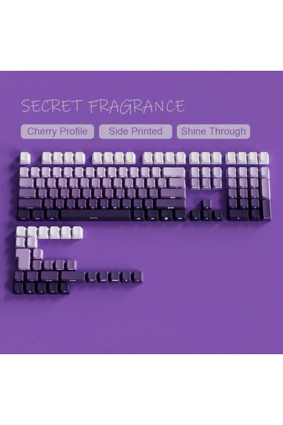 Choice Purple Grey Keycap Set 133 Keys PBT Double Shot Side Print Shine Through Backlit Keycaps For MX Swit