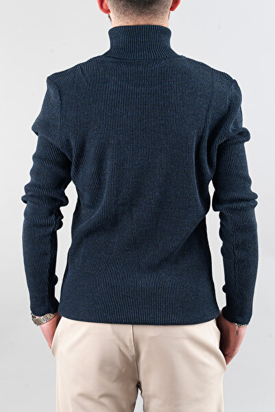 bombe Чоловічий Slim Fit Казак з коміром-стійкою з бавовни, темно-синій