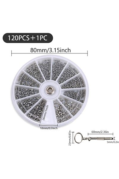 Choice 120 abd 1pc 12 Kinds of Small Screws Nuts Assortment Kit M1 M1.2 M1.4 M1.6 Screw for Watches Glasses