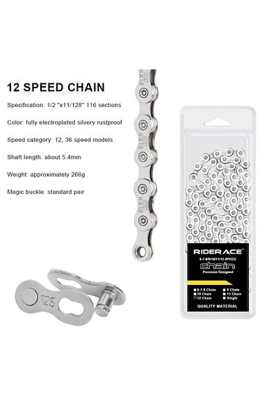Choice 12 speed RIDERACE Bicycle Chain 116L 8 9 10 11 12 Speed Silver Ultralight Mountain Road Bike Chain F