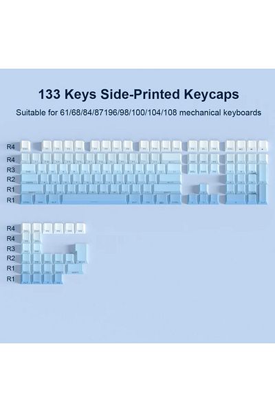 Choice Blue 133 Keys Grey Keycap Set 133 Keys PBT Double Shot Side Print Shine Through Backlit Keycaps For