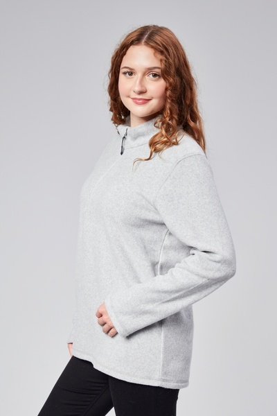 M MOONCOVER Mooncover Unisex Dik Yaka Polar Sweatshirt – Standart Fit Gri Melanj