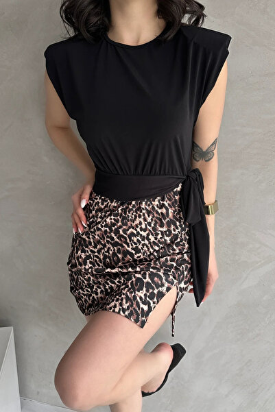 Buklemoda Black Blouse - Shoulder Detail and Belt