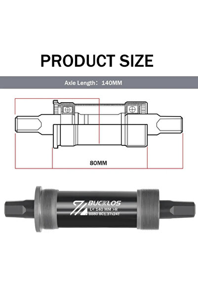 BUCKLOS 80x140mm Bicycle Bottom Bracket Road Mountain Bike Square Crank BB BB...