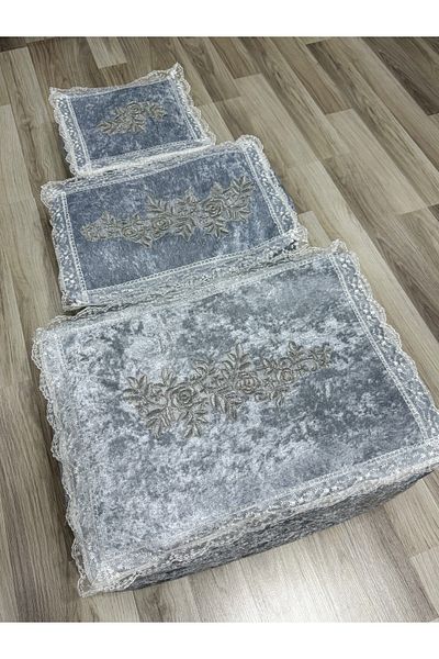 AYHANHOME Γαλλικό βελούδινο σετ 3 τεμαχίων - Δέσμη με κορδόνια, Υπόσχεση αρραβώνων και θήκη προίκας