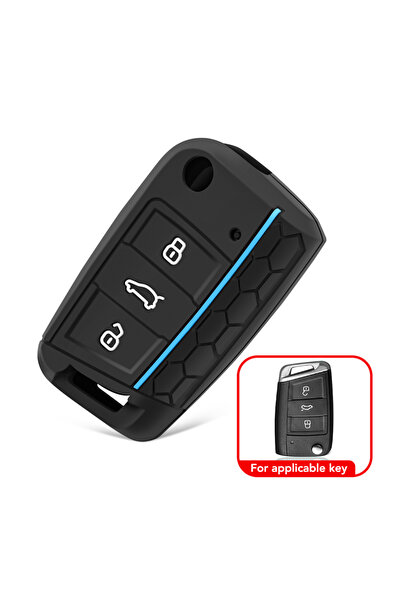 Choice1 Blue 3 Button Flip Key Silicone Cover Fit for VW GOLF 7 7 SKODA SEAT ...
