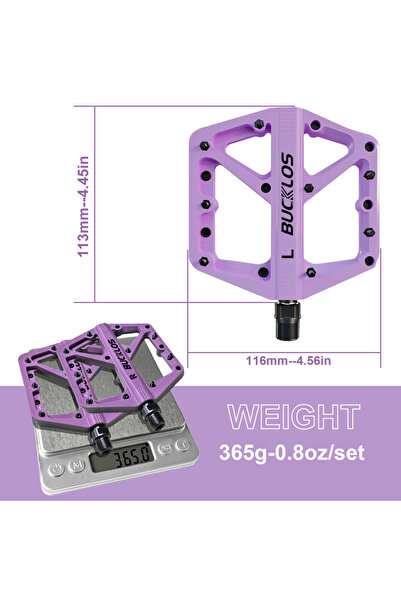 BUCKLOS دواسات BUCKLOS ذات المحمل DU باللون الأرجواني الفاتح، منصة دواسة دراج...