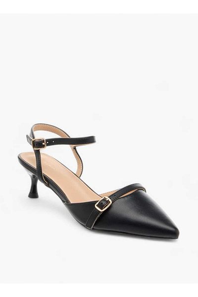 Flora Bella by Shoexpress Flora Bella Solid Mules with Pin Buckle Closure and Kitten Heels