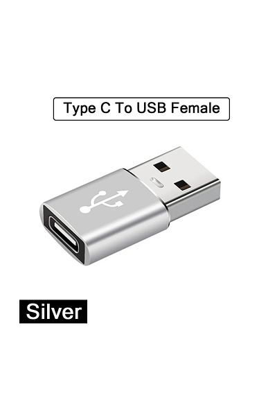 Choice 2 قطعة فضية D 2 قطعة موصل محول شاحن USB 3.0 إلى Type C OTG من النوع C إلى USB ذكر إلى محول Type-c