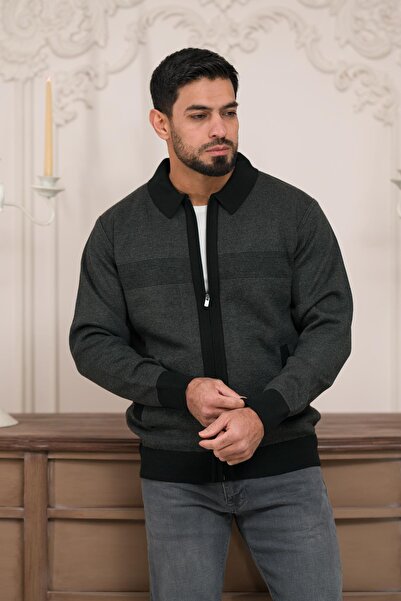 Woolen World Поло з коміром на блискавці, класичний крій, підкладка з візерунком, трикотажний светр