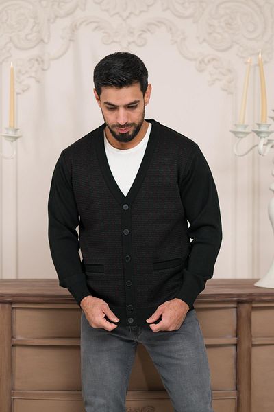 Woolen World Ζακέτα πλεκτό με μοτίβο με κανονική εφαρμογή V λαιμόκοψη με μπροστινή τσέπη