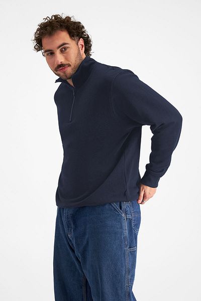 BayBayan Men's Unisex Basic Stand Collar Half Zipper Pullover Sweatshirt