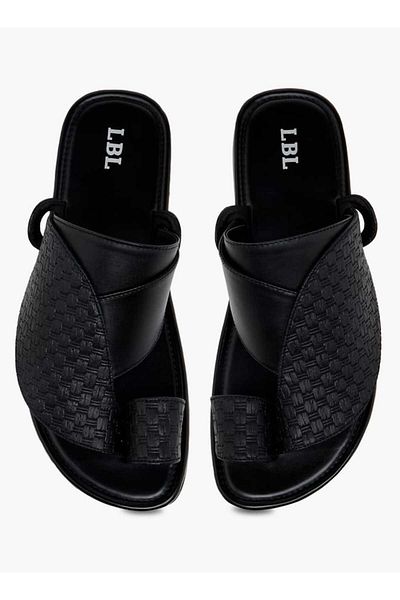 LBL by Shoexpress Textured Slip-On Arabic Sandals with Toe Loop Detail