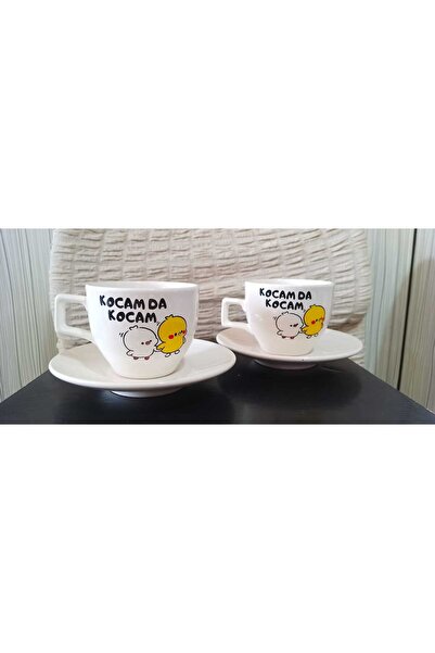 Kara Bilişim Davetiye kocamda kocam fincan 2 li cay fincanı baskılı kutulu
