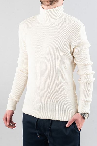 bombe Men's Slim Fit Turtleneck Cotton Turtleneck Sweater White