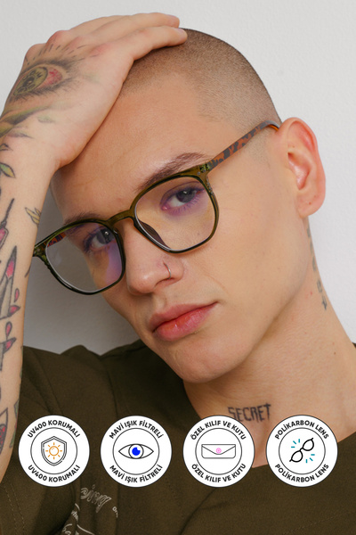 Corney Design Renata Yeşil Gözlük | Dikdörtgen | Mavi Işık Filtreli | Ekran G...