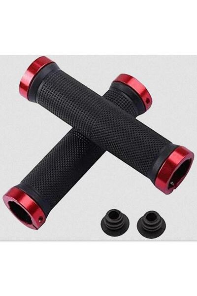 Choice Red Bicycle Rubber Grips Alloy Lock Non-Slip Rubber Bicycle Handlebar Grips Double Aluminum Lock on