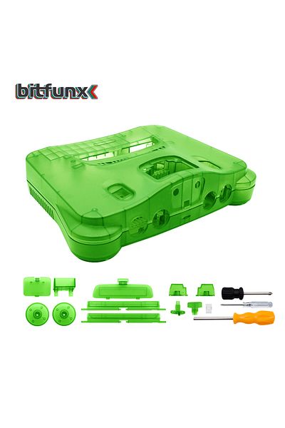 Choice Translucent Green Bitfunx Replacement Plastic Shell Translucent Case For N64 Nintendo 64 Replacement