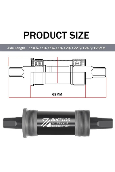 BUCKLOS 68x113mm Bicycle Bottom Bracket Road Mountain Bike Square Crank BB BB...
