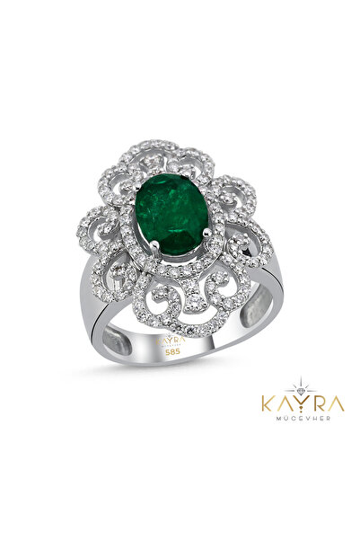 Kayra Mücevher Zümrüt ve Pırlanta Taşlı Yüzük PY04