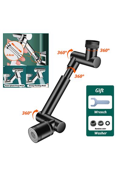 Choice Black Two Gears 1440°Kitchen Scalable Metal Faucet Aerator Bathroom Tap Splash-proof Bubbler Faucet