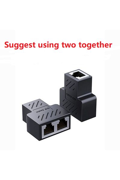 Choice Black 2 Pcs 8P8C adapter connector network RJ45 distributor Ethernet 1-on-2 expander plug(Suggest us