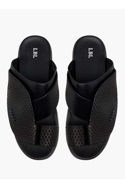 LBL by Shoexpress Textured Slip-On Arabic Sandals with Toe Loop Detail