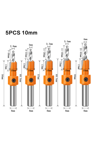 choice2 5 قطع 10 مم مجموعة من مسامير مثقاب الخشب ذات الرأس المعدني ذات الخطوة...