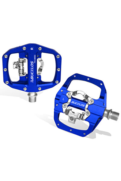BUCKLOS دواسة دراجة جبلية زرقاء اللون، متوافقة مع دواسات SPD المزدوجة ذاتية ا...