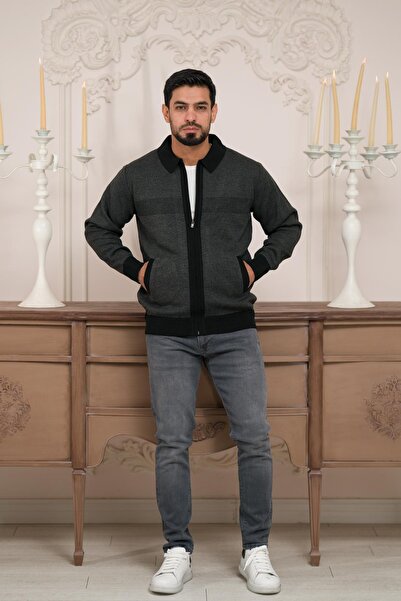 Woolen World Поло з коміром на блискавці, класичний крій, підкладка з візерунком, трикотажний светр