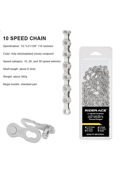 Choice 10 speed RIDERACE Bicycle Chain 116L 8 9 10 11 12 Speed Silver Ultralight Mountain Road Bike Chain F