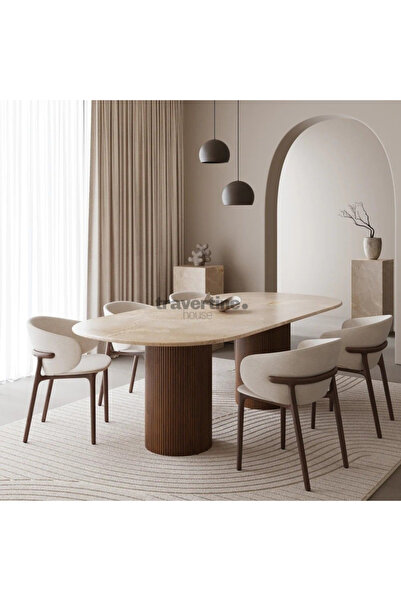 travertine house Traverten Ahşap Yemek Masası