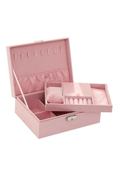Choice Pink New vintage style velvet jewelry box double lock storage box necklace watch ear jewelry box lar