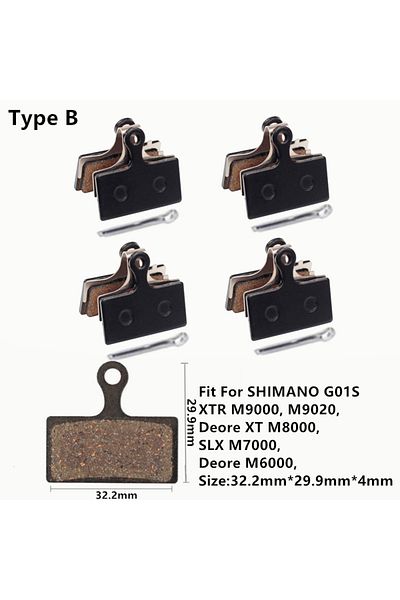 Choice Type B 4pairs Bike Mtb Semi-metallic Disc Brake Pads For Shimano B01s G01s A01s Xtr Xt Slx Deore Sra