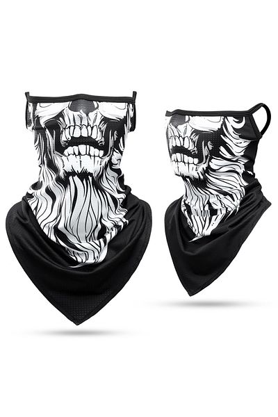 Choice 01 3D Skull Summer Bandana Hanging Ear Triangle Scarf Cycling Hiking Hunting Fishing Sports Bicycle