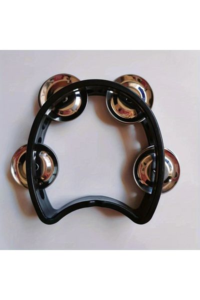 Choice Y01048-Black 1pc Plastic Percussion Tambourine for Adults Hand Tambourine Musical Instrument 4 Bells