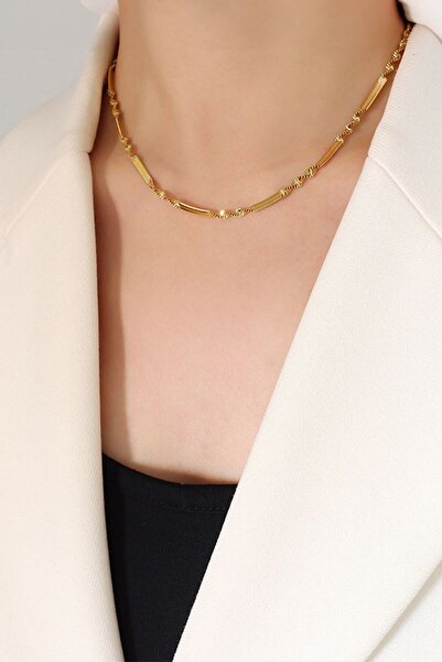 Chavin Gold 3 mm Twist Snake Back Model Steel Women's Chain Necklace eu65sr