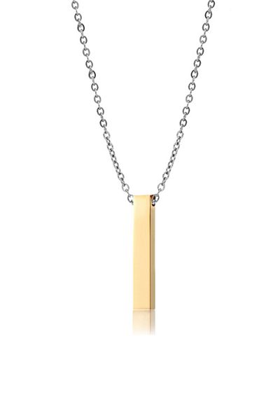 Chavin Men's Statement Necklace - Long Bar, Yellow Gold Steel, Chain Ef33Sr
