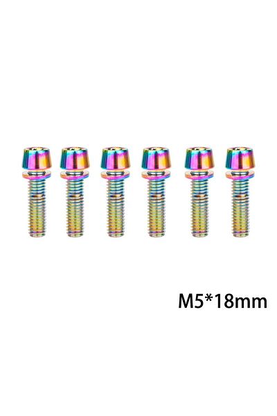 ZTTO M5x18 Rainbow ZTTO 6pcs Bicycle Stem Bolt M5x18mm Steel Hexagon Screw MTB Road Bike Handlebar Stems