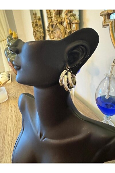 misstakıjewerly ÇELİK GÜMÜŞ RENK ÜÇLÜ HALKA KÜPE