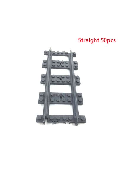 Mitty 50Pcs/Lot City Trains Train Track Rail Straight Rails Technical Building Blocks Set Bricks Model ...